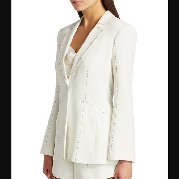 cinq a sept Jackets & Blazers - Cinq À Sept Women's Zion Contrast Stitch Blazer Ivory Black size 0 (2021)